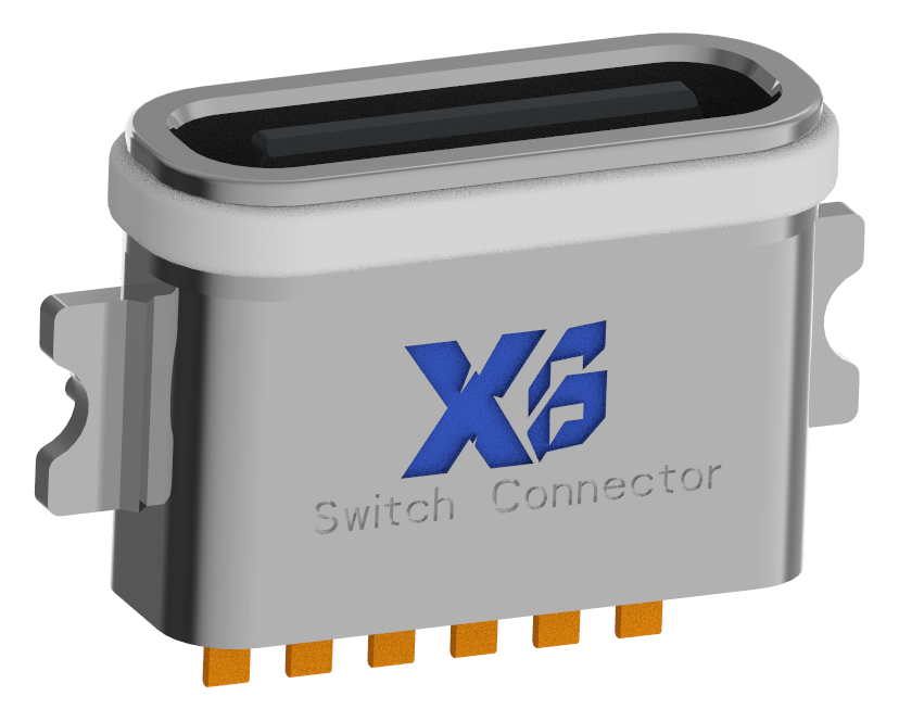 XB-ATCF-06-014 -XTYPE C 6P 沉板0.8防水母座L=6.7mm(U型锌合金外壳)